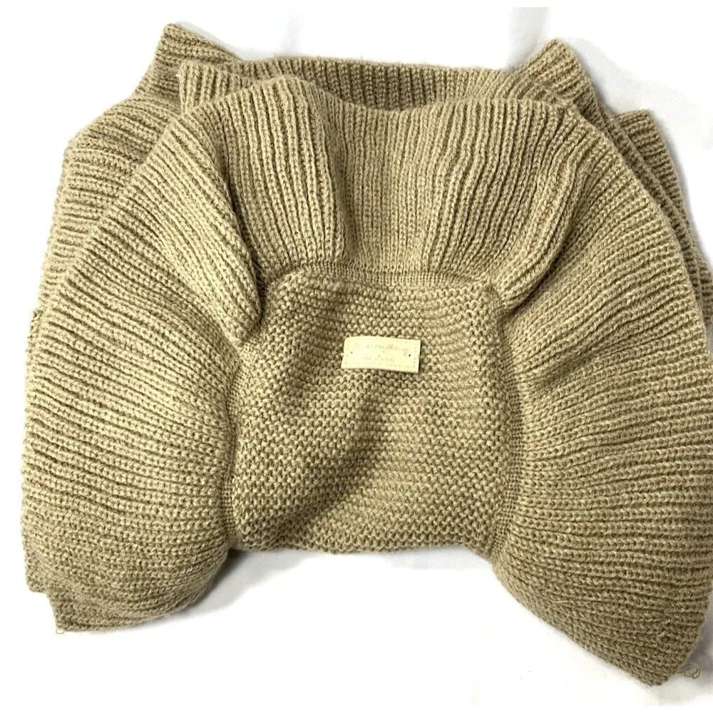 Knit Ruffle Edge Scarf Womens Camel Tan Brown 12.5